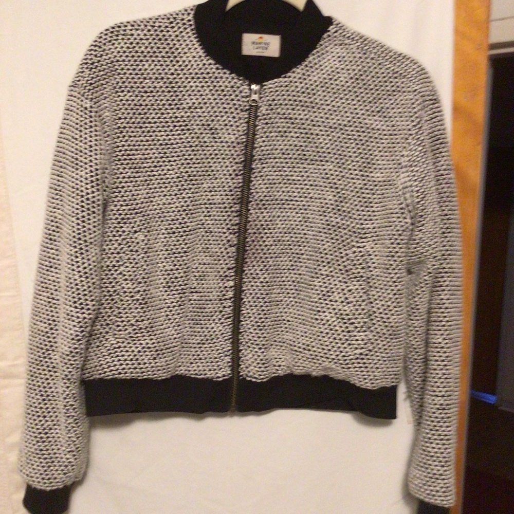 MARINE LAYER  Black and White bomber Jacket Sz M